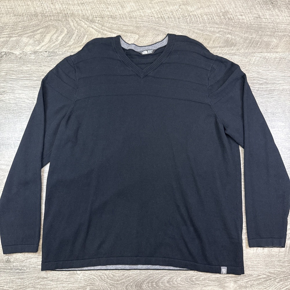 The North Face wool blend sweater men's‎ XXL black v-neck long sleeve casual